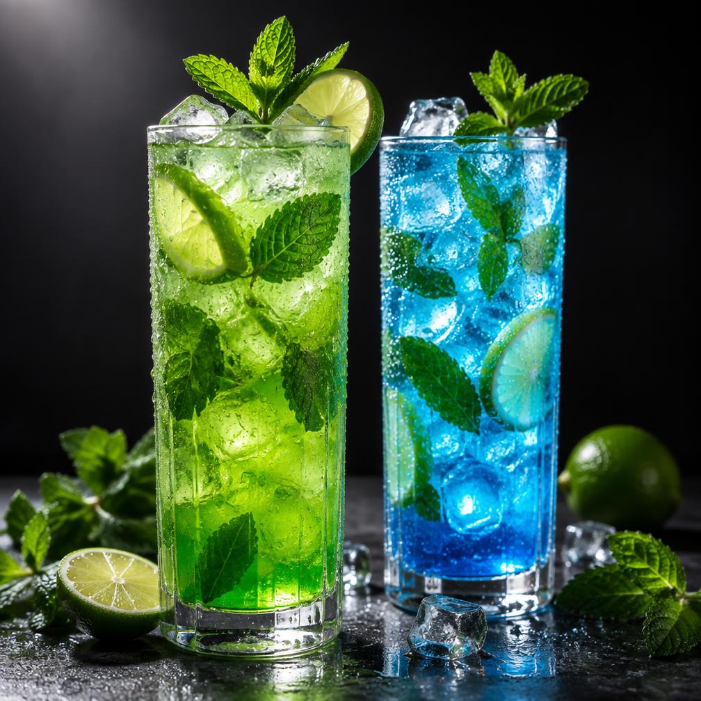 Green Gamma and Blue Bolt mocktails at TnT's